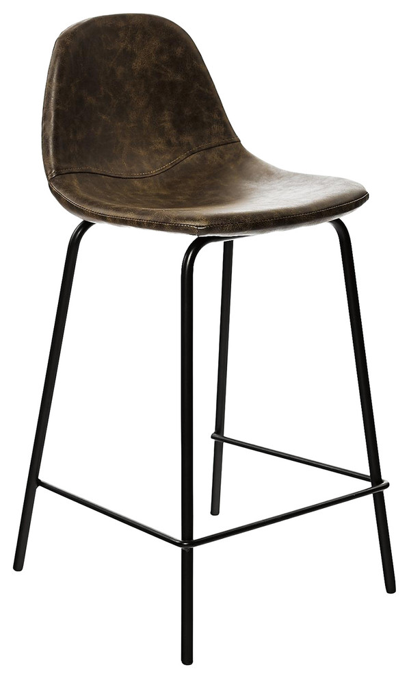 Industrial Faux Leather Bar Stool With Black Metal Legs Industrial