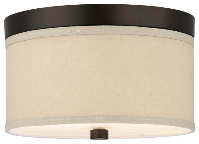 Embarcadero 10in 2 Light Std Bulb Flush Mount in Sorrel Bronze With Wo