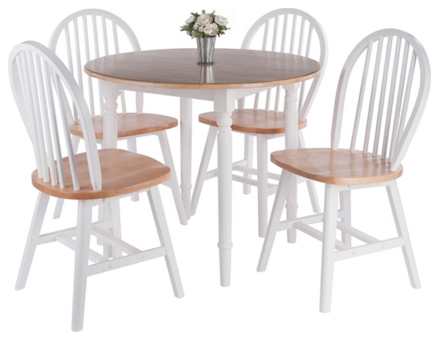 Winsome Sorella 5-Piece Drop Leaf Solid Wood Dining Set in Natural and ...