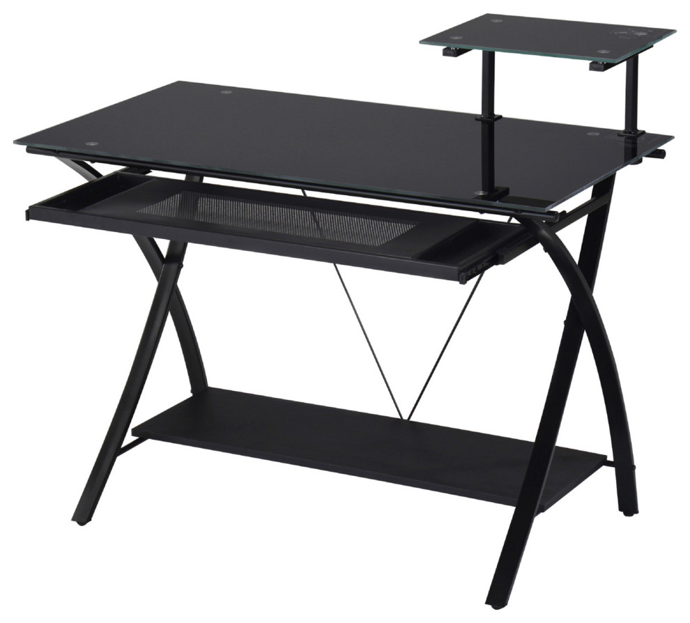 Versatile Computer Desk, Black Contemporary Desks And Hutches by