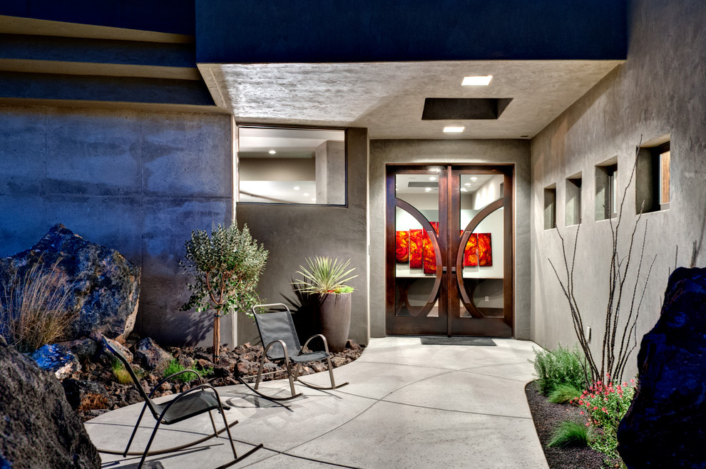 Contemporary front door in Salt Lake City with a double front door and a glass front door.