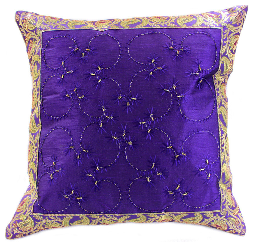 Hand Embroidered Pillow Cover, Set of 2 Asian Decorative Pillows by Banarsi Designs Houzz