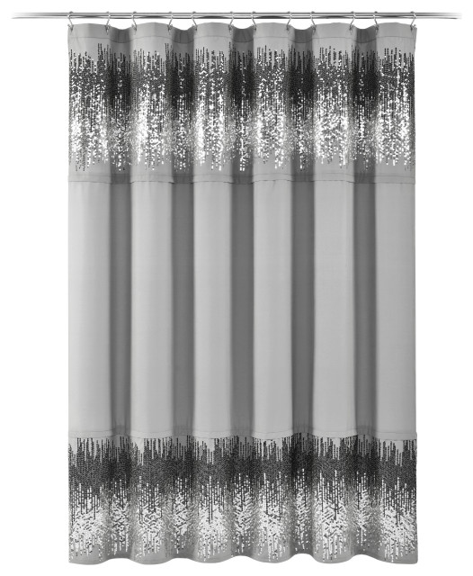 Shimmer Sequins Shower Curtain, Dark Gray/Black