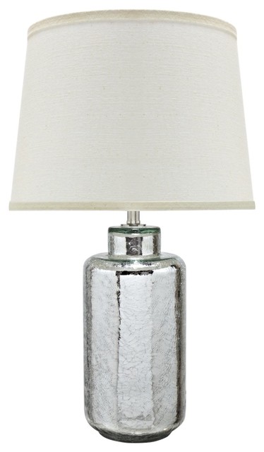 40110, 23" High Glass Table Lamp, Antique Crackle Mercury