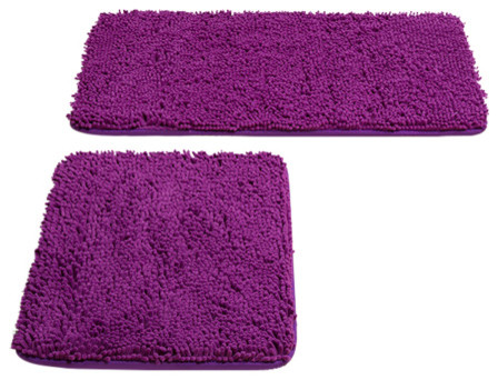 Lavish Home 2 Piece Memory Foam Shag Bath Mat - Purple