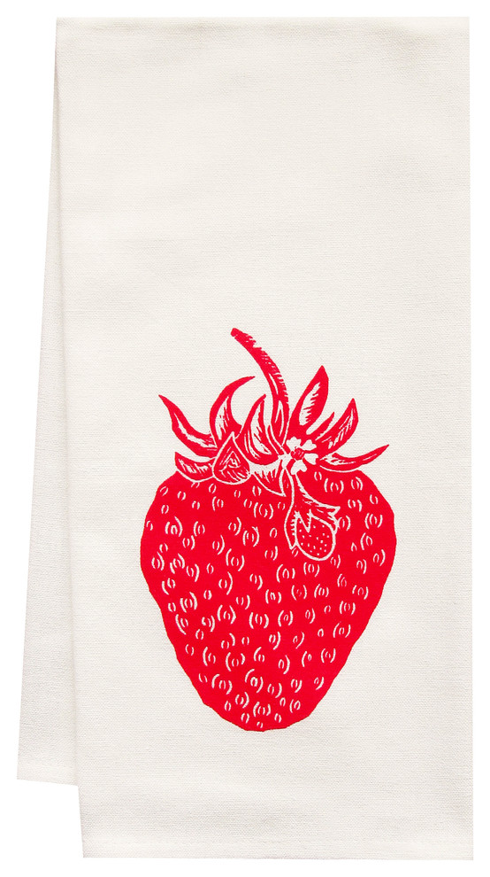 Organic Strawberry Tea Towel Contemporary Dish Towels by