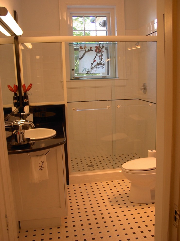 Design ideas for a mid-sized modern bathroom in Raleigh.