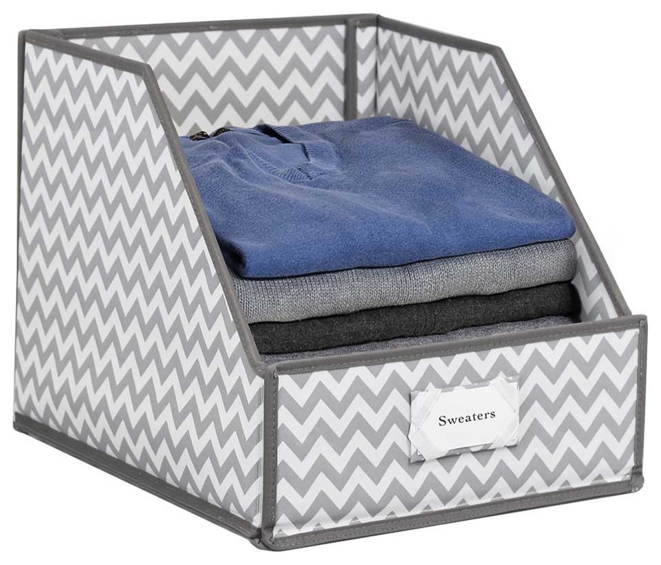 Collapsible Clothing Storage Bin with FlipDown Front Panel