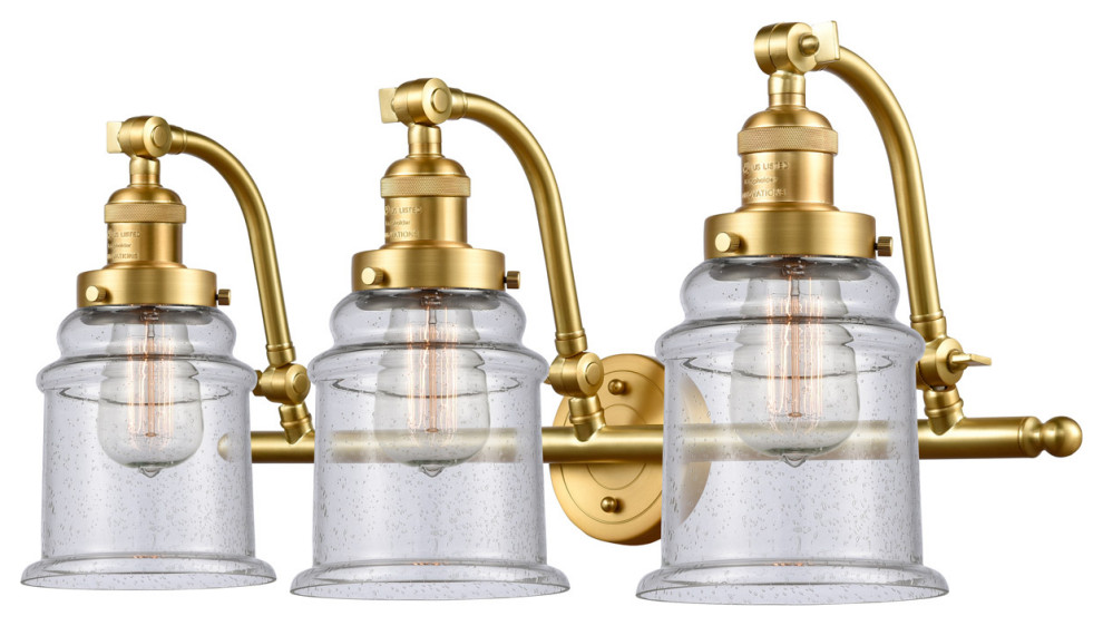 Franklin Restoration Canton 3 Light Bathroom Vanity Light, Satin Gold