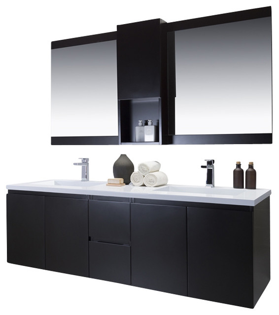 Vanity Adams 60 With Double Sink Solid Surface Top Espresso