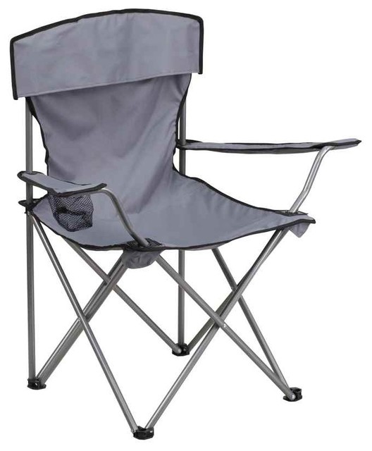 Folding Chair With Drink Holder, Gray - Contemporary - Outdoor Folding ...