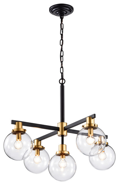 Light Matte Black And Gold Chandelier, Glass Globe Mobile 8 Arm Chandelier 79cm Wide