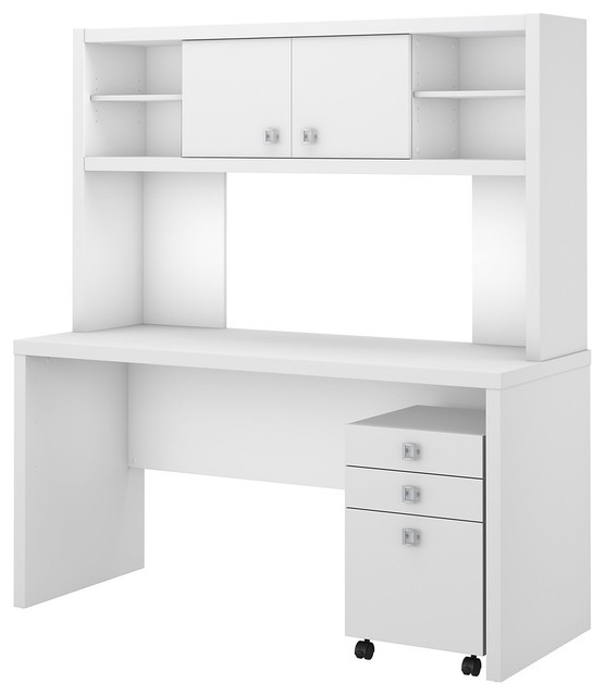 Bbf Echo By Kathy Ireland Desk With Hutch And Mobile Pedestal