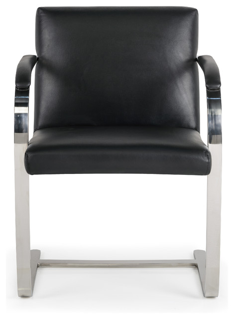 Bono Leather Arm Dining Chair, Black Leather Arm Dining Chair