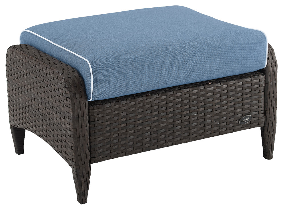 Kiawah Outdoor Wicker Ottoman Tropical Outdoor Footstools And