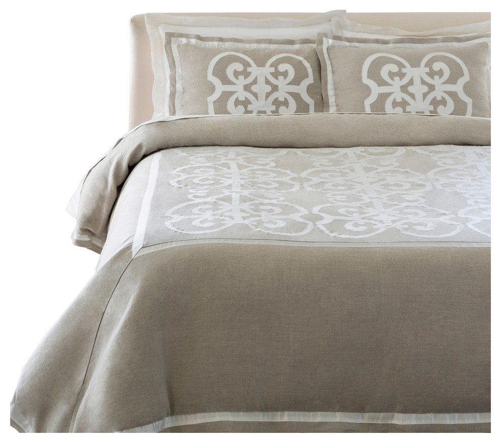 Versaille Duvet Set Light Gray Cream Contemporary Duvet