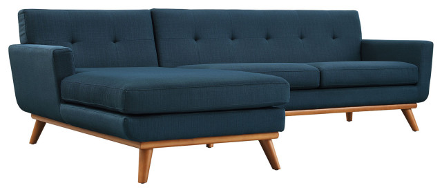 Engage Left-Facing Upholstered Fabric Sectional Sofa, Azure