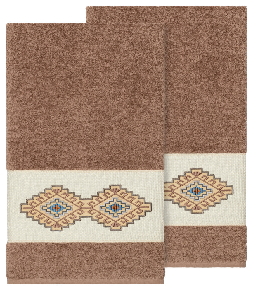 Gianna 2 Piece Embellished Bath Towel Set, 27" x 54" Southwestern Bath Towels by Linum