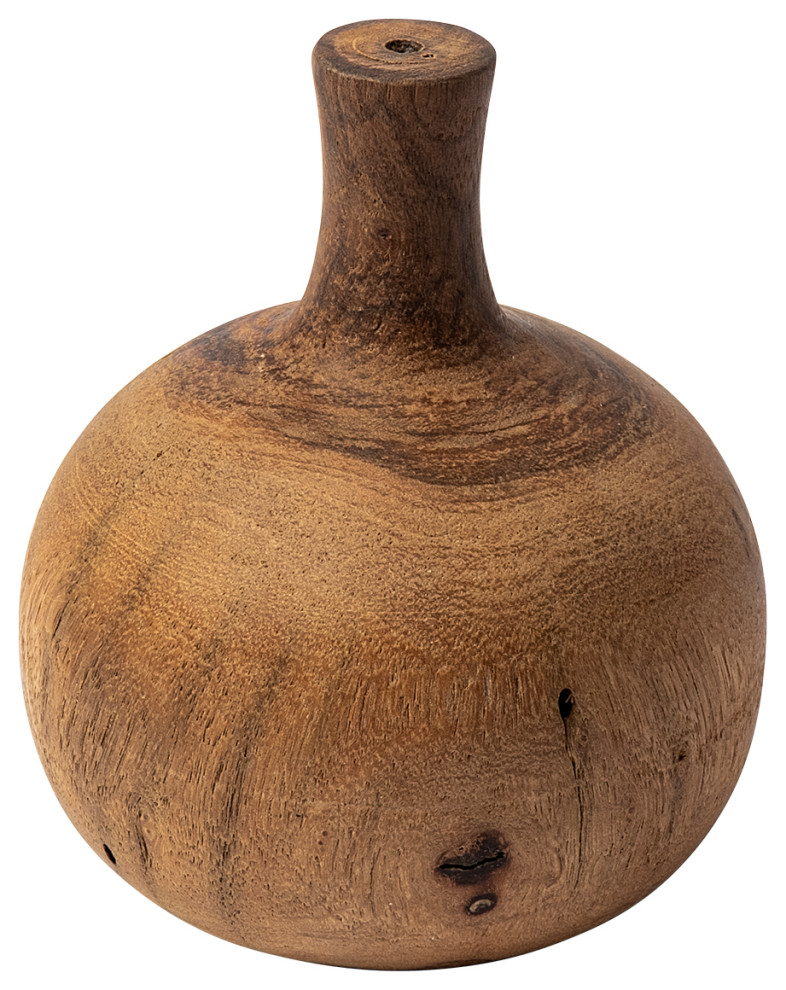 Afra Small Solid Wood Vase Shaped Decorative Object