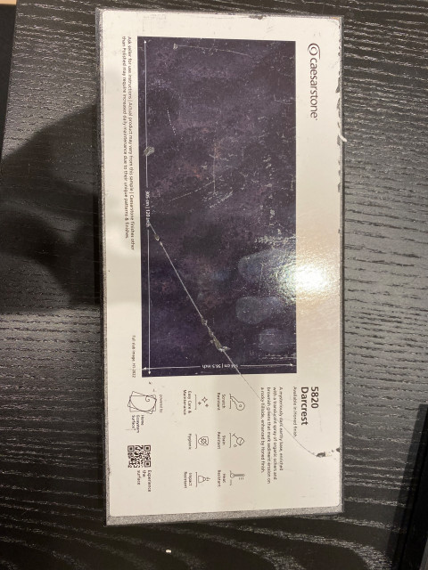 Caesarstone bottom view (with style/color code) solid surface for kitchen. 