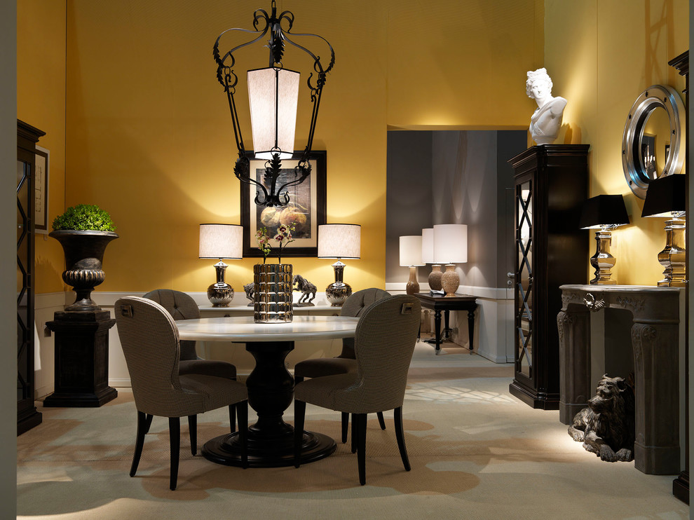 Example of a transitional dining room design in Florence