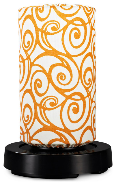 PatioGlo Bright White LED Outdoor Table Lamp with Orange Swirl Cover