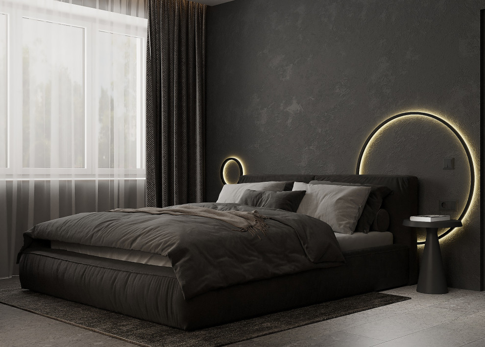 Минималистичная квартира с тёмной спальней