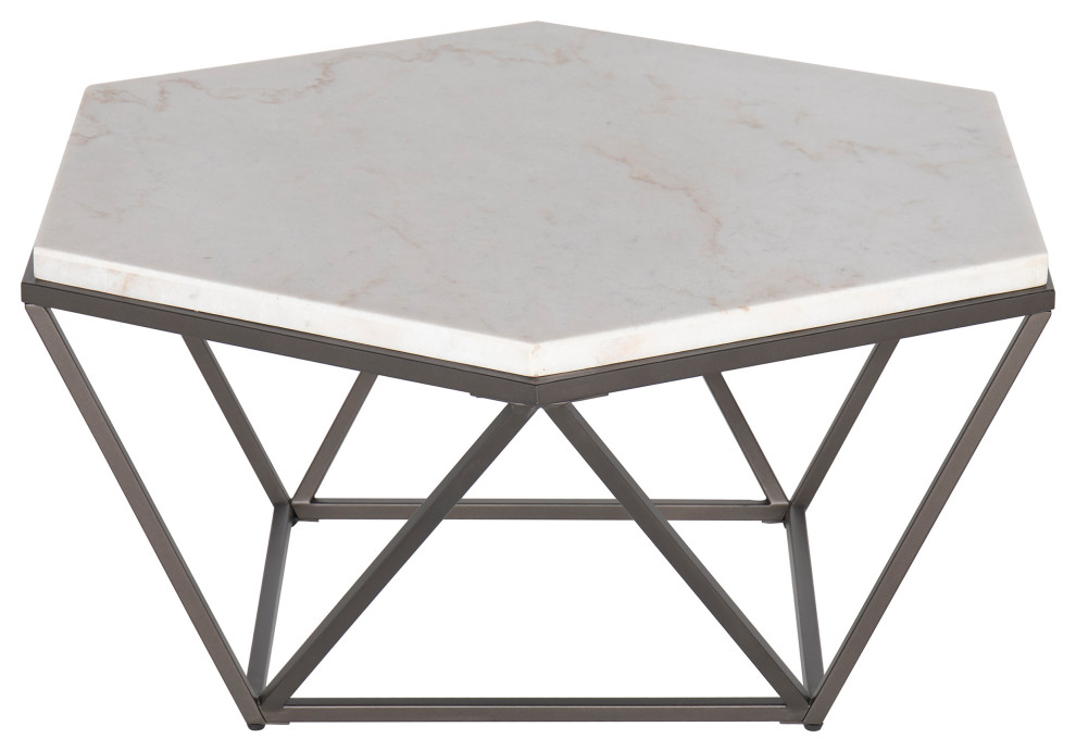 Corvus White Marble Top Cocktail Table - Transitional - Coffee Tables - by HedgeApple | Houzz