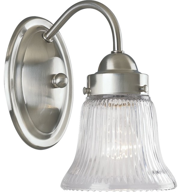 Fluted Glass 1Light Bath Light Traditional Bathroom Vanity