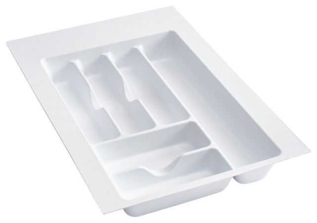 Polymer Trim to Fit Drawer Insert Cutlery Organizer, White, 14.25"W