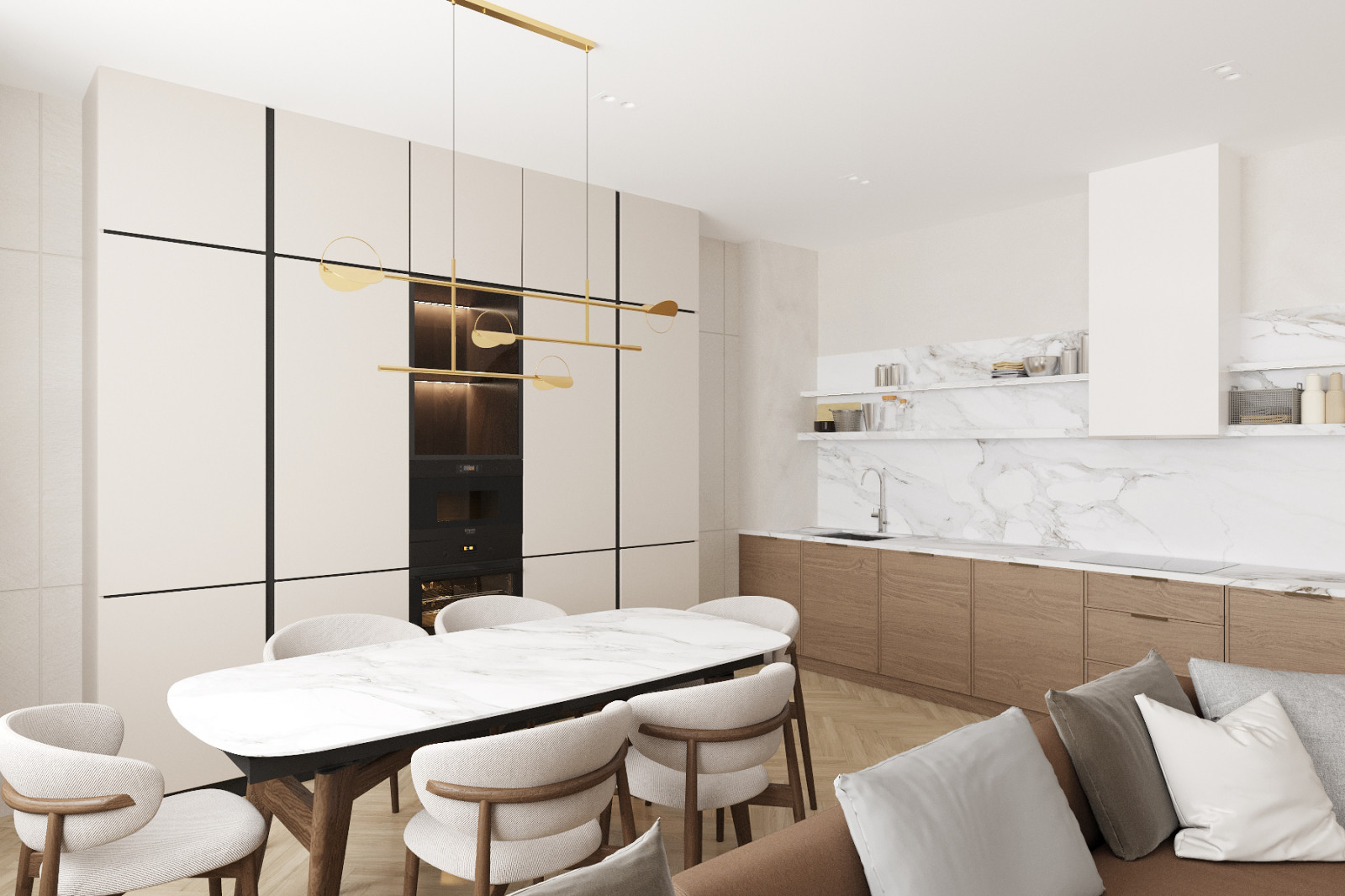 Современный таунхаус в теплой бежевой гамме