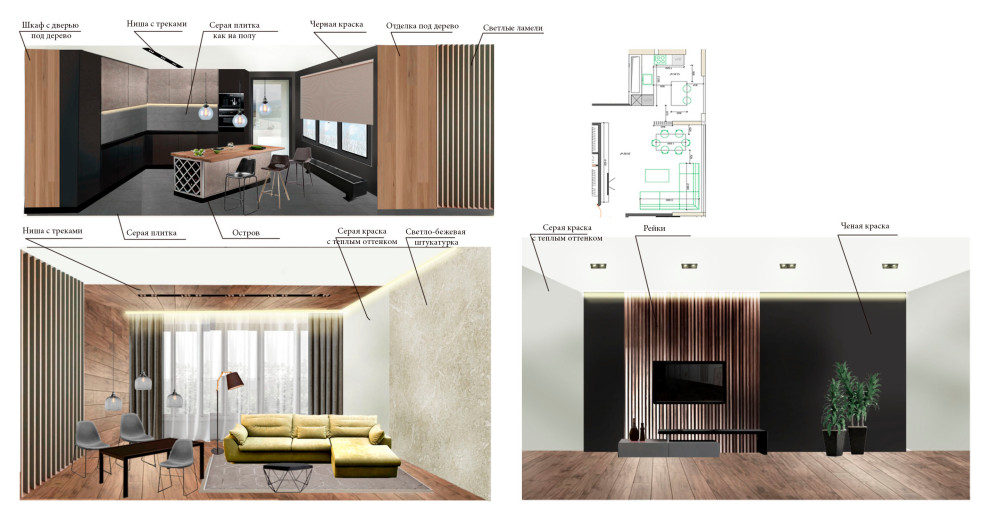 Коллажи проекта 3-х комнатной квартиры