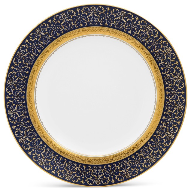Noritake Odessa Cobalt Gold Accent Plates, Set of 4 Traditional