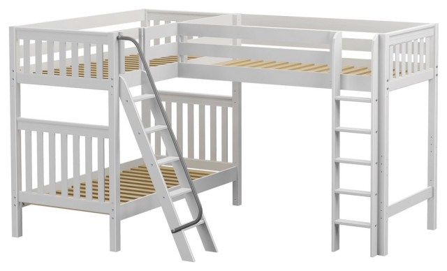 Ball State Sleeps 3 Twin Loft Bunk Beds, Bunk Beds With 3