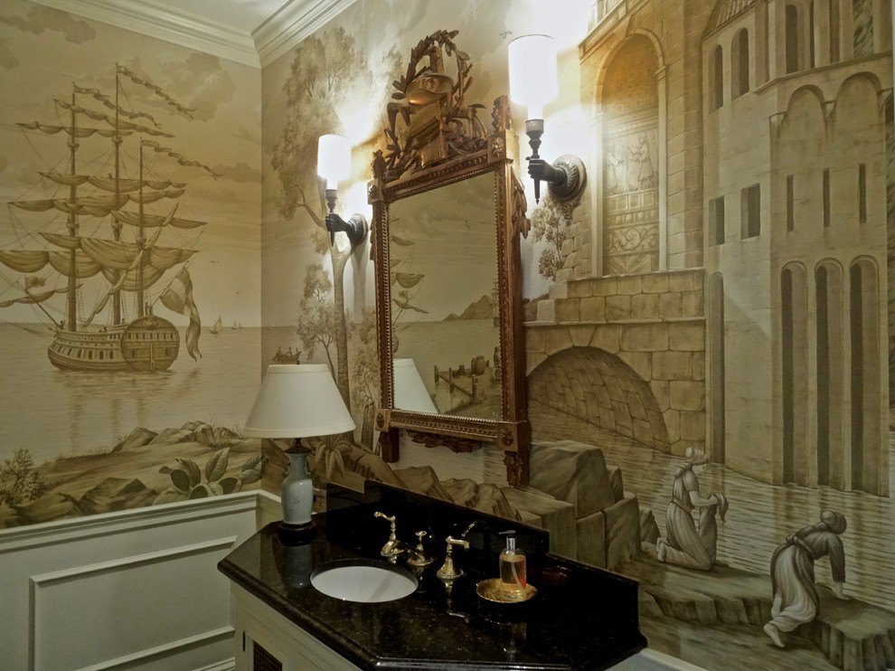 Design ideas for a traditional powder room in Tampa.