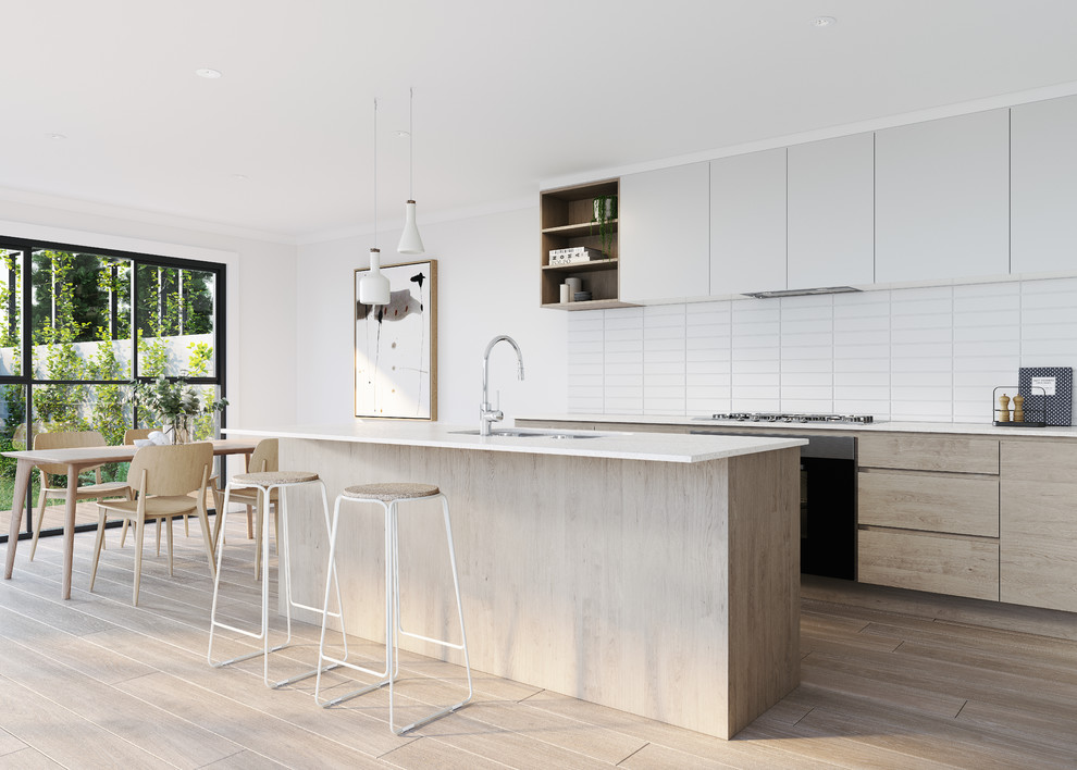 Inspiration for a beach style kitchen in Melbourne.