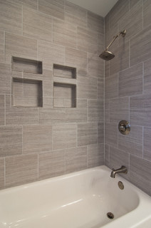 gray tile horizontal - contemporary - bathroom - columbus