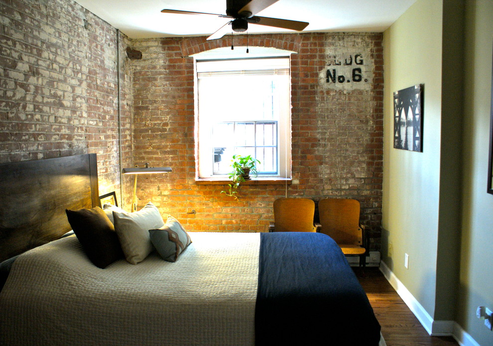 Design ideas for an industrial bedroom in New York.
