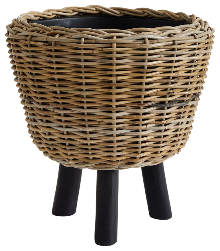 Woven Rattan Dry Basket Plant Riser 17"