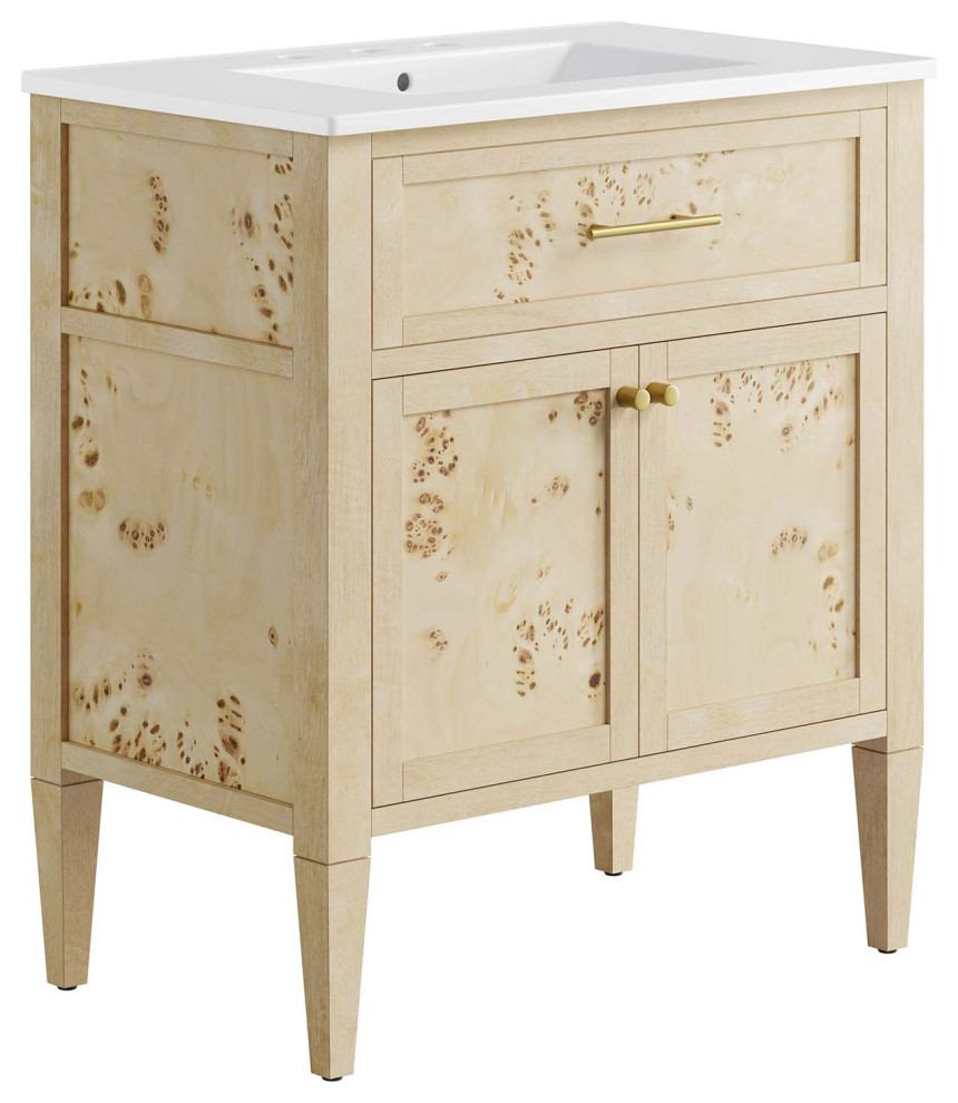 Elysian 30" Wood Bathroom Vanity - White Burl - Rustic - Bathroom ...