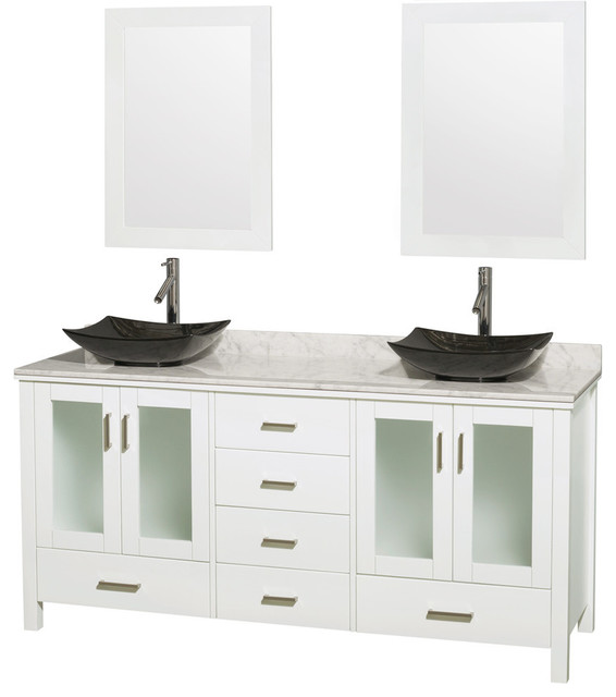 Wyndham Collection Lucy 72 Double Bathroom White Vanity And Marble Top Transitional Vanities Sink Consoles By Luxury Plumbing Usa White Vanity And Marble Top