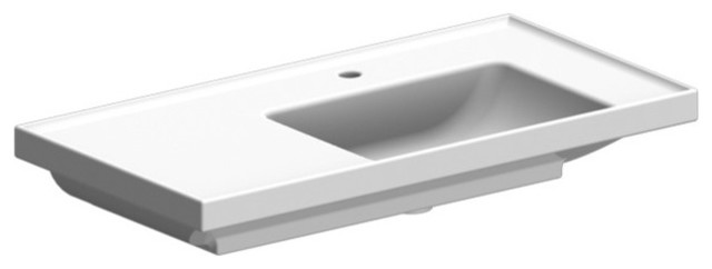 Rectangular White Ceramic Self Rimming or Wall Mounted Bathroom Sink ...