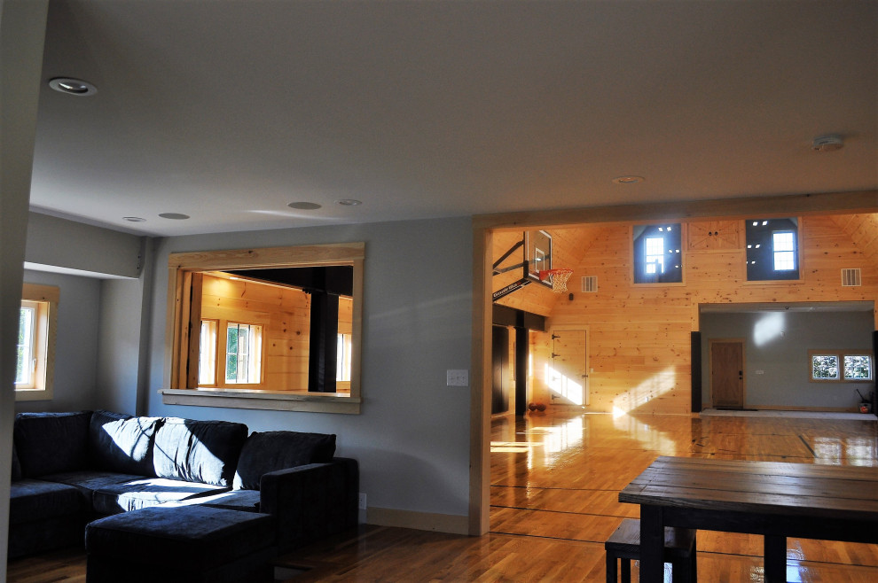 Example of a transitional home design design in Boston