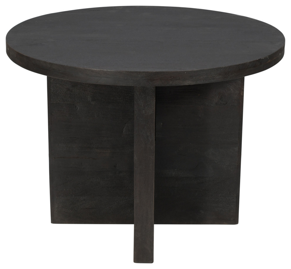 Fernious 48" Round Dining Table, Dark Gray Finish on Mango Solid Wood