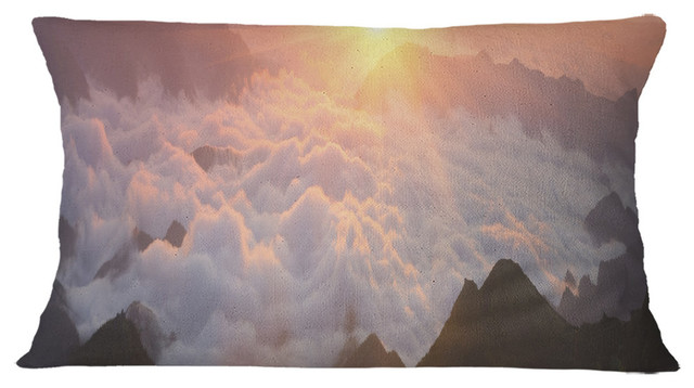 Sunlight Over Heavy Fog Panorama Contemporary Landscape Throw Pillow Contemporary Decorative Pillows By Design Art Usa