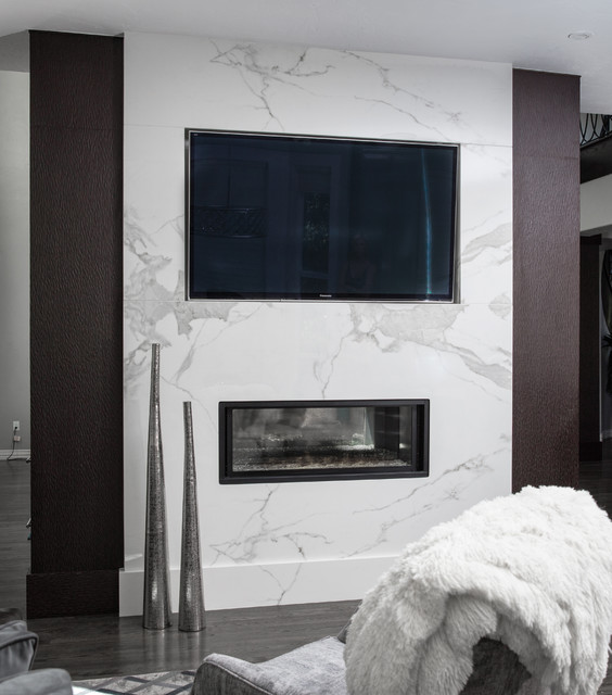2 Story Floor To Ceiling Wall Fireplace Surround Modern
