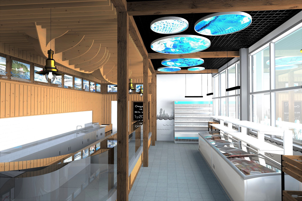 Визуализация магазина форелевого хозяйства на севере Карелии