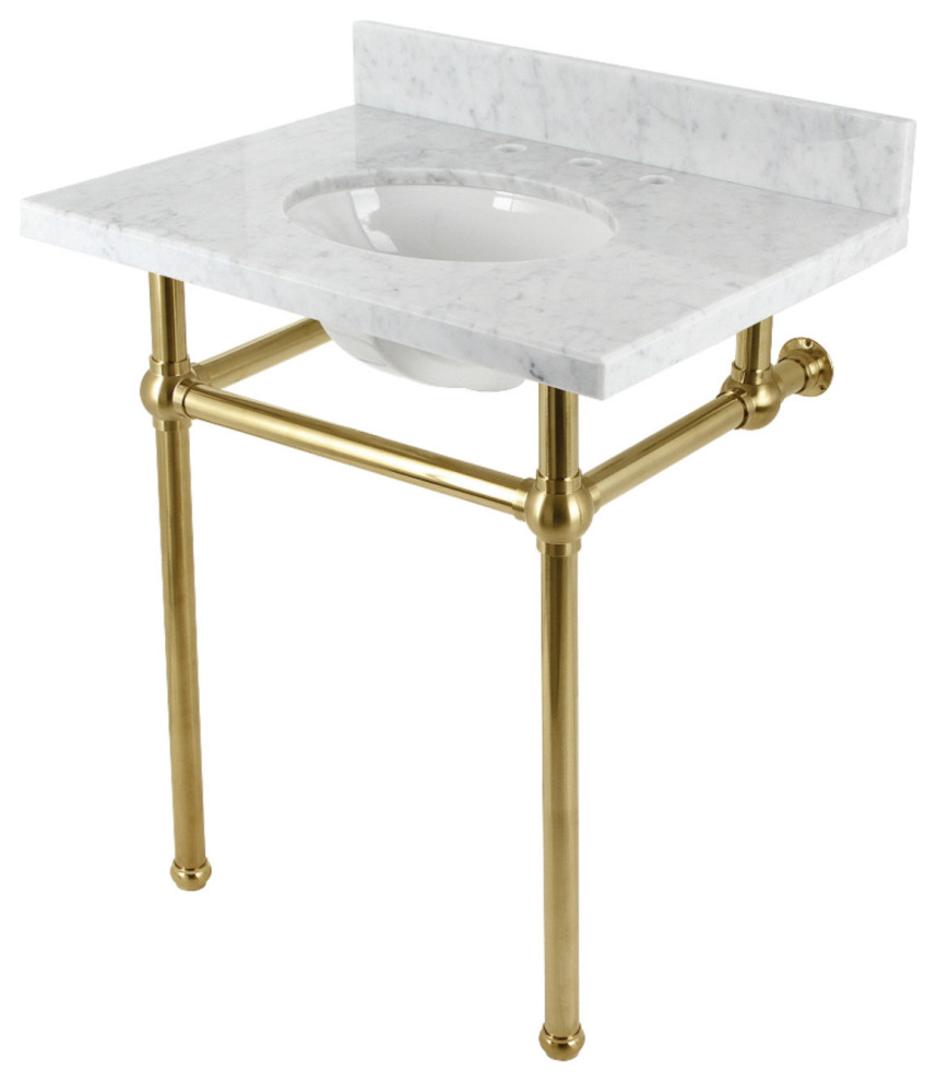 KVBH3022M87 30" Console Sink with Brass Legs (8-Inch, 3 Hole)