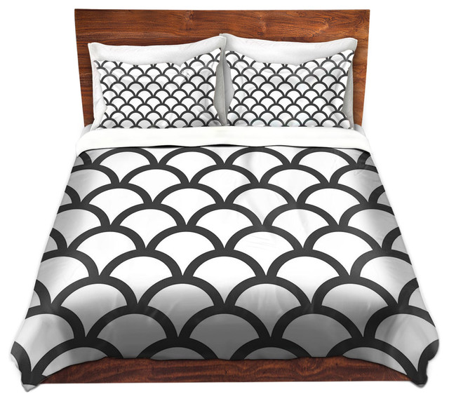 White Scallop Pattern Microfiber Duvet Cover Contemporary