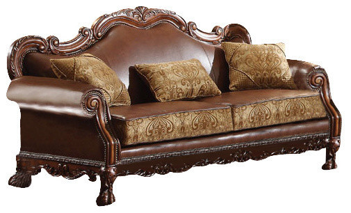 1perfectchoice Dresden Bycast Leather Chenille Sofa Cherry 1perfectchoice Dresden Bycast Leather Chenille Sofa Cherry